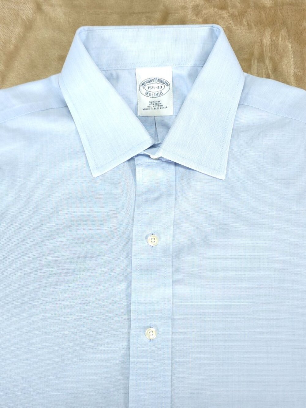 Brooks Brothers 1818 Slim Fit Dress Shirt Blue 15.5 33 Cotton
